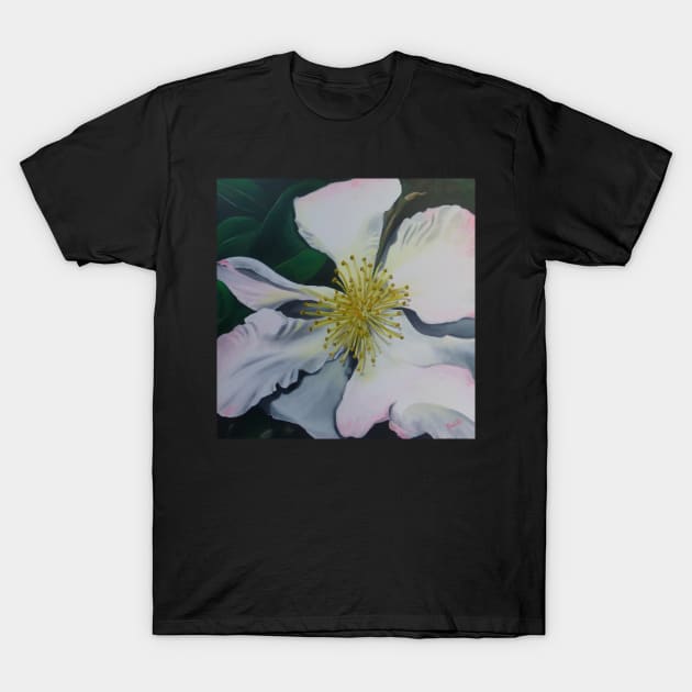 White Camellia T-Shirt by bevhardidge